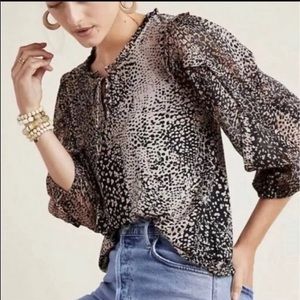 Maeve for Anthropologie Animal Print 3/4 sleeve top. Size small.